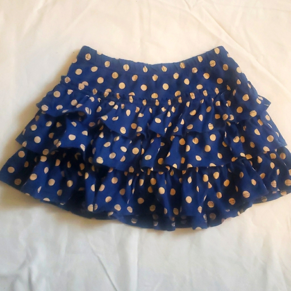 Mini Boden Blue ruffled polka dot skirt